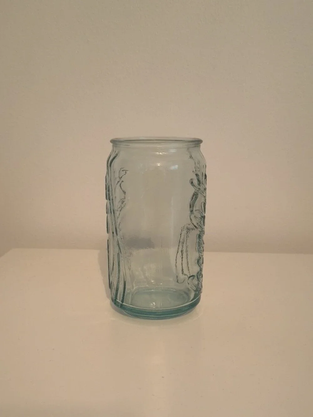 Coca Cola Light Aqua Embossed Glass Can-Style Tumblers - Set of 4